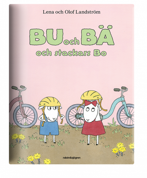 Bokomslag: fåren Bu och Bä sätter på sig cykelhjälmar och ska cykla.