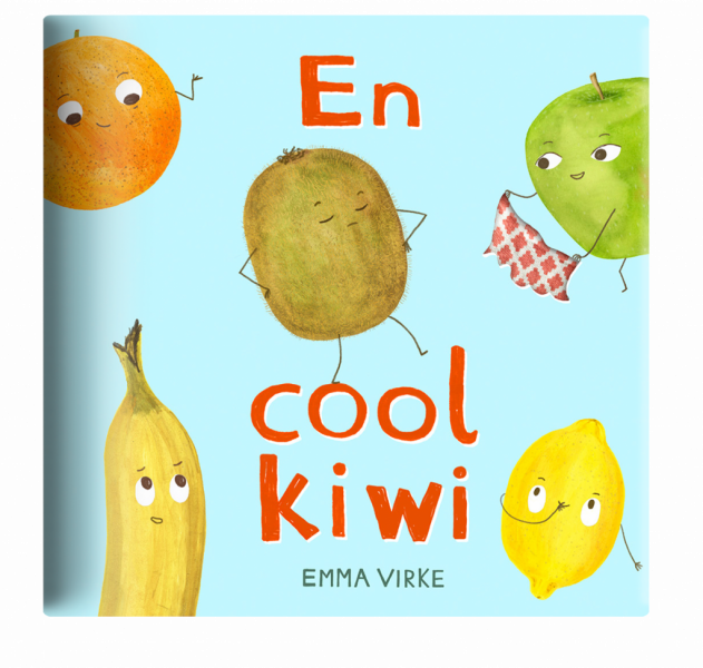 Bokomslaget till En cool kiwi. På omslaget syns illustrationer av olika frukter.